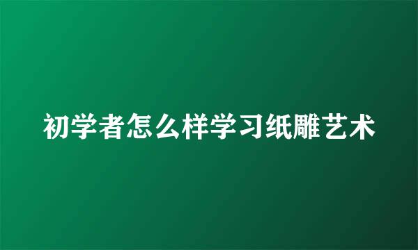 初学者怎么样学习纸雕艺术