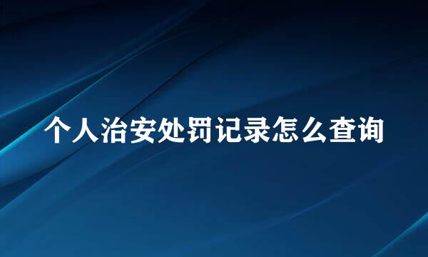 个人治安处罚记录怎么查询