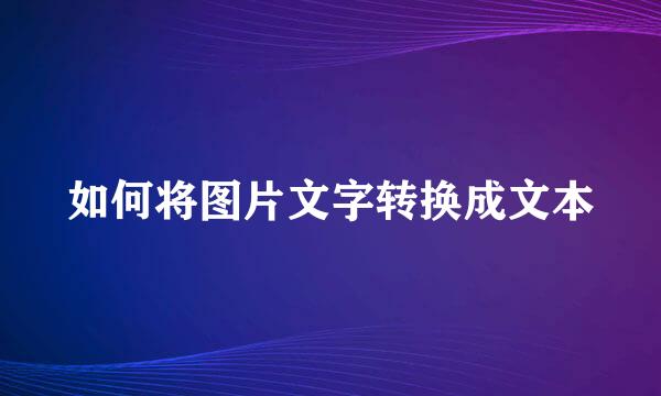 如何将图片文字转换成文本