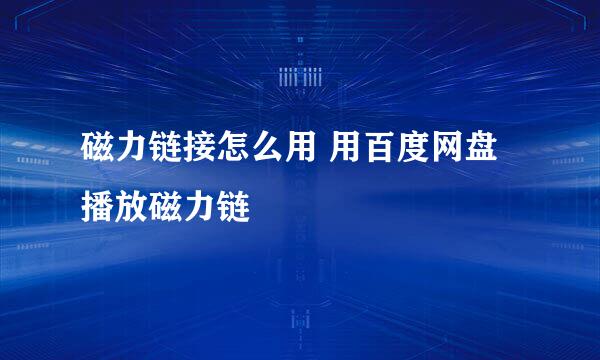 磁力链接怎么用 用百度网盘播放磁力链