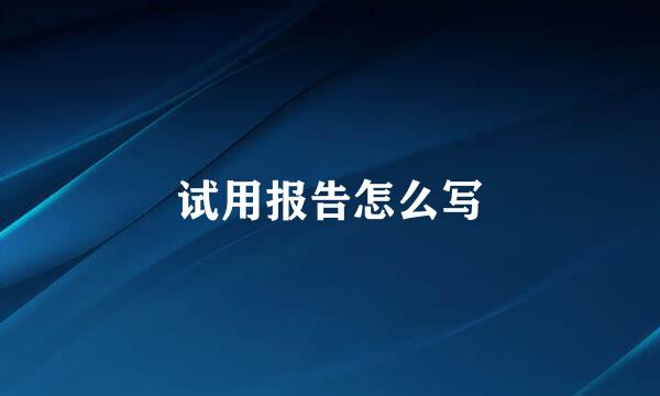 试用报告怎么写