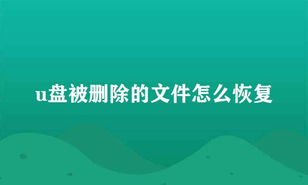u盘被删除的文件怎么恢复