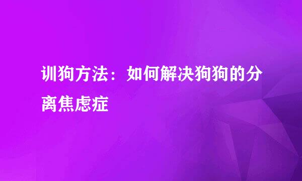 训狗方法：如何解决狗狗的分离焦虑症
