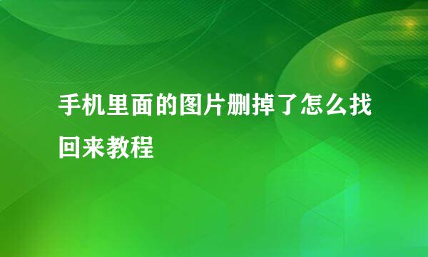 手机里面的图片删掉了怎么找回来教程