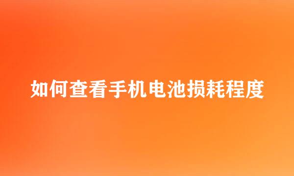 如何查看手机电池损耗程度
