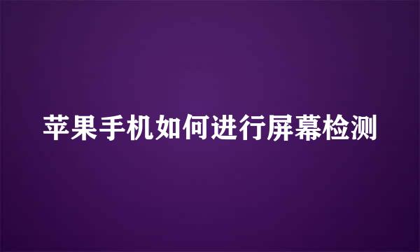 苹果手机如何进行屏幕检测