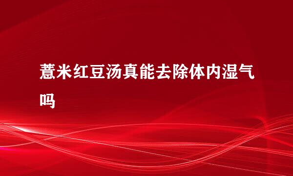 薏米红豆汤真能去除体内湿气吗