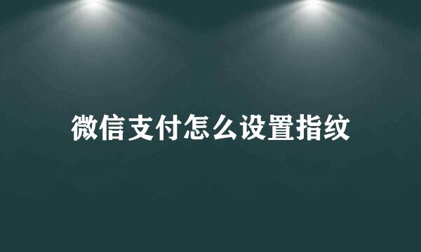 微信支付怎么设置指纹