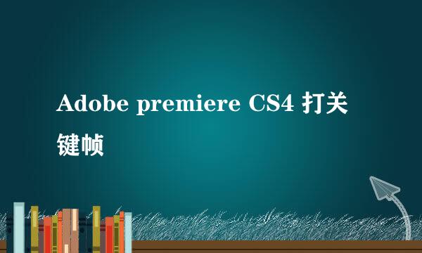 Adobe premiere CS4 打关键帧