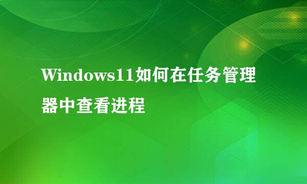 Windows11如何在任务管理器中查看进程