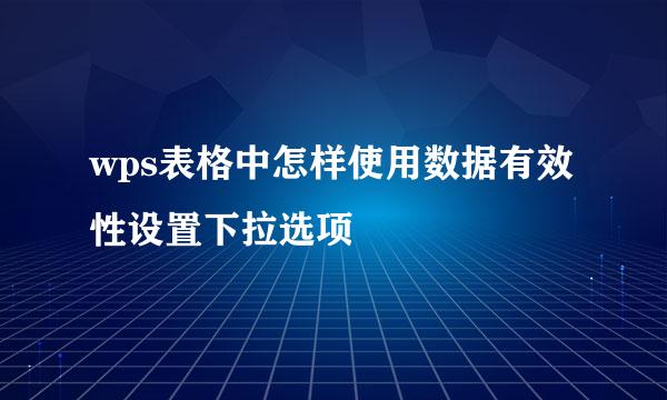 wps表格中怎样使用数据有效性设置下拉选项