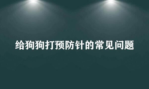给狗狗打预防针的常见问题