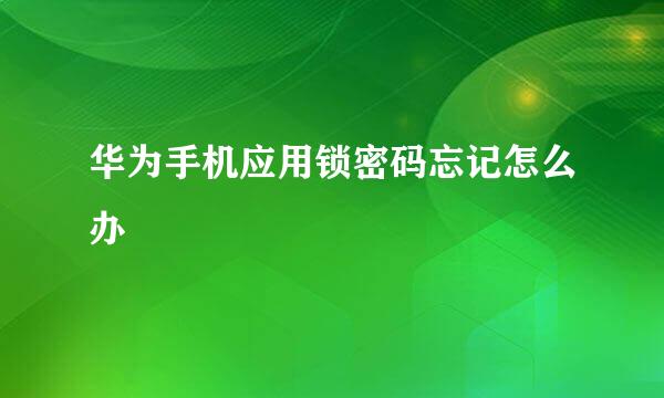 华为手机应用锁密码忘记怎么办