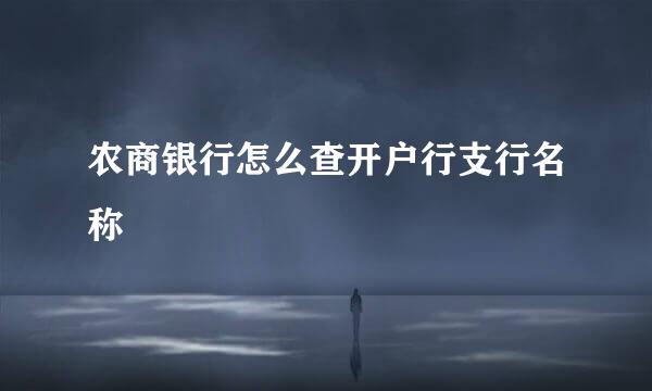 农商银行怎么查开户行支行名称