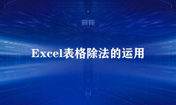 Excel表格除法的运用