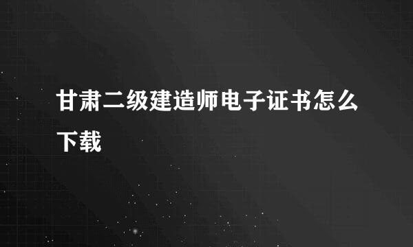 甘肃二级建造师电子证书怎么下载