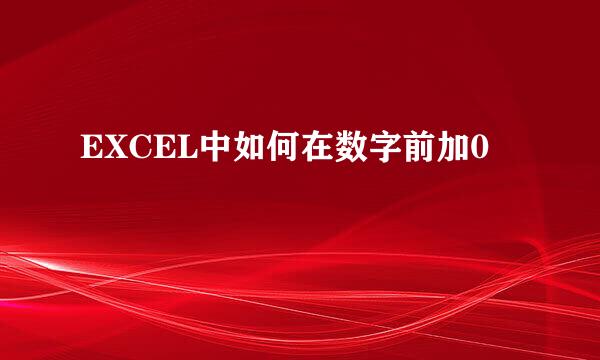 EXCEL中如何在数字前加0