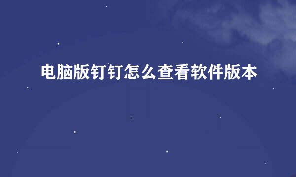 电脑版钉钉怎么查看软件版本