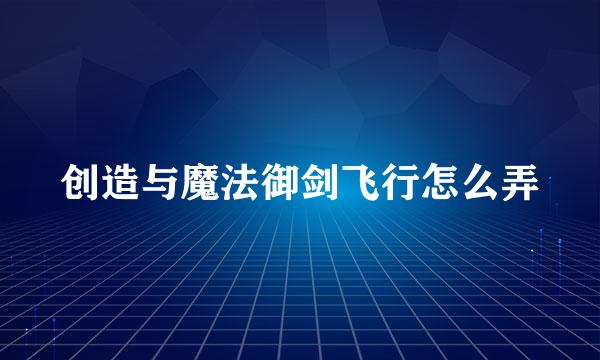 创造与魔法御剑飞行怎么弄