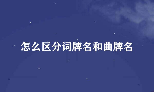 怎么区分词牌名和曲牌名