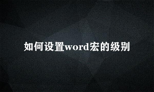 如何设置word宏的级别