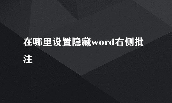 在哪里设置隐藏word右侧批注