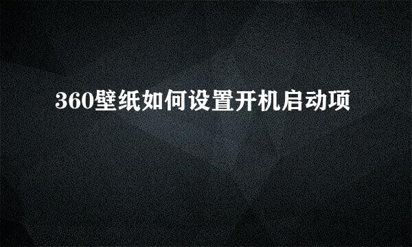360壁纸如何设置开机启动项
