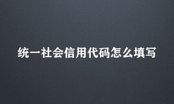 统一社会信用代码怎么填写