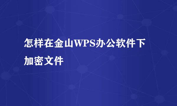 怎样在金山WPS办公软件下加密文件