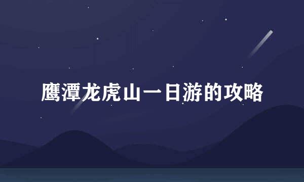 鹰潭龙虎山一日游的攻略