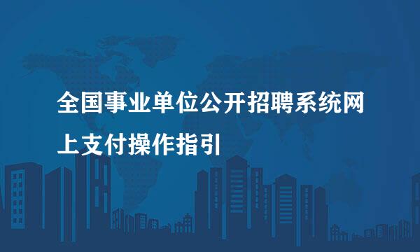 全国事业单位公开招聘系统网上支付操作指引
