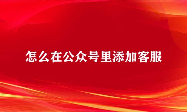 怎么在公众号里添加客服