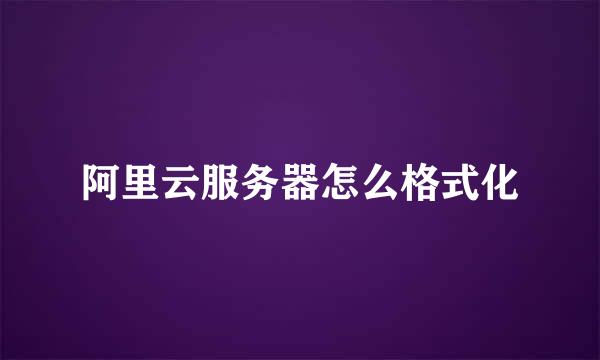 阿里云服务器怎么格式化