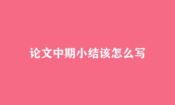 论文中期小结该怎么写