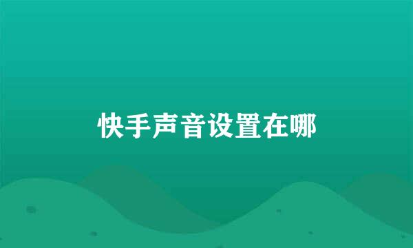 快手声音设置在哪