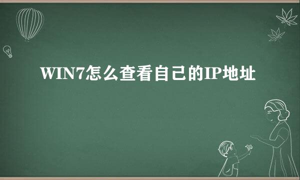 WIN7怎么查看自己的IP地址