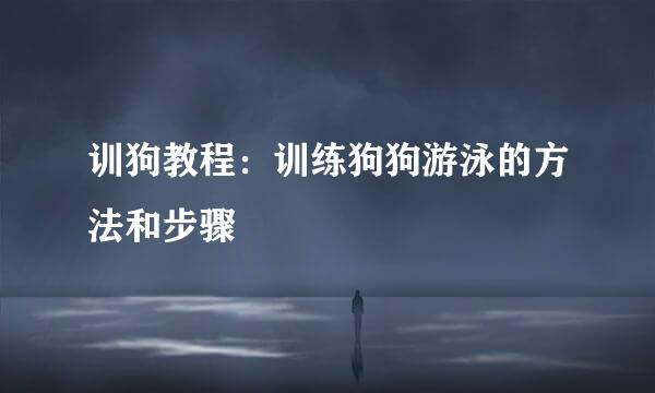 训狗教程：训练狗狗游泳的方法和步骤
