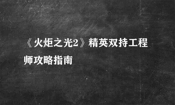《火炬之光2》精英双持工程师攻略指南