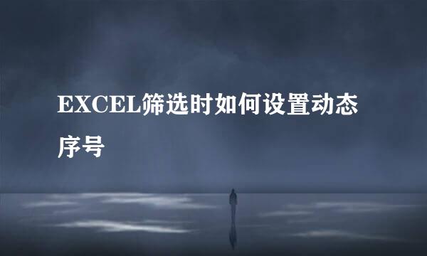 EXCEL筛选时如何设置动态序号