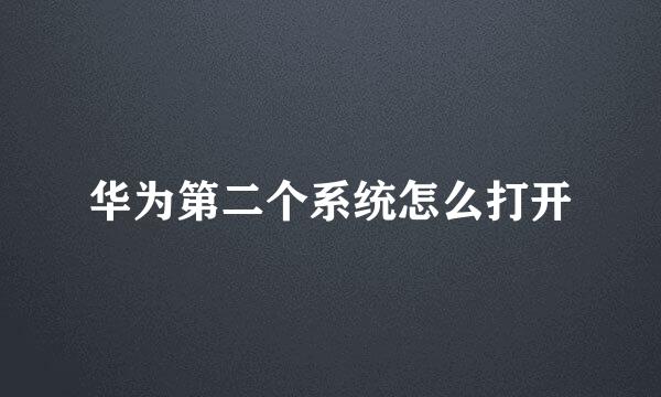 华为第二个系统怎么打开