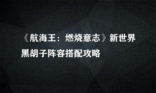 《航海王：燃烧意志》新世界黑胡子阵容搭配攻略