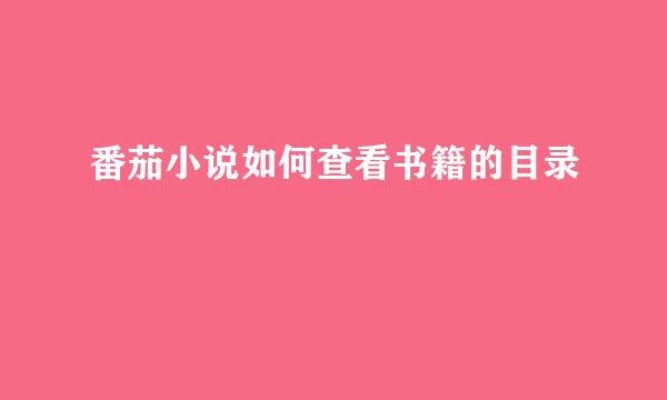 番茄小说如何查看书籍的目录