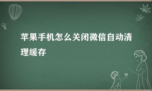 苹果手机怎么关闭微信自动清理缓存