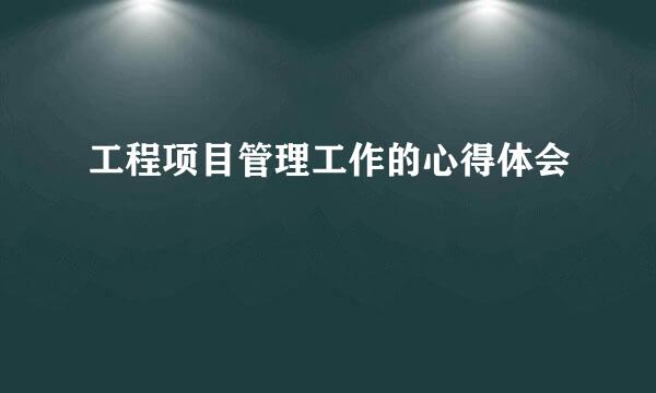 工程项目管理工作的心得体会