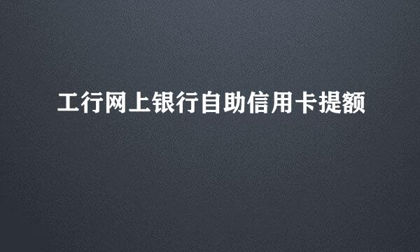 工行网上银行自助信用卡提额