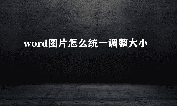 word图片怎么统一调整大小