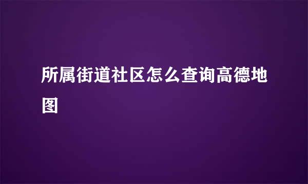 所属街道社区怎么查询高德地图