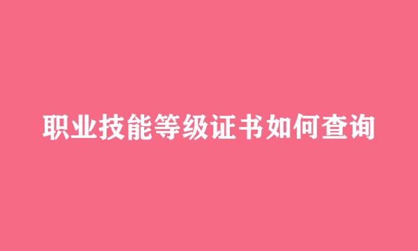 职业技能等级证书如何查询