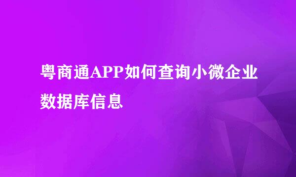 粤商通APP如何查询小微企业数据库信息