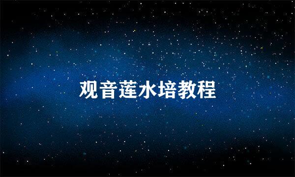 观音莲水培教程